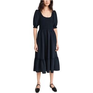 Hill House Scoop Neck Puff Sleeve The Louisa Nap Dress in Black size Large